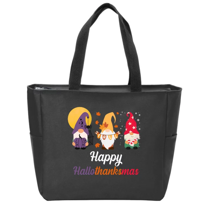 Halloween Thanksgiving Christmas Holiday Gnomes Zip Tote Bag