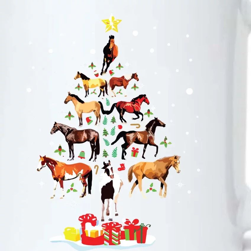 Horse Tree Christmas Horses Xmas Gifts Black Color Changing Mug