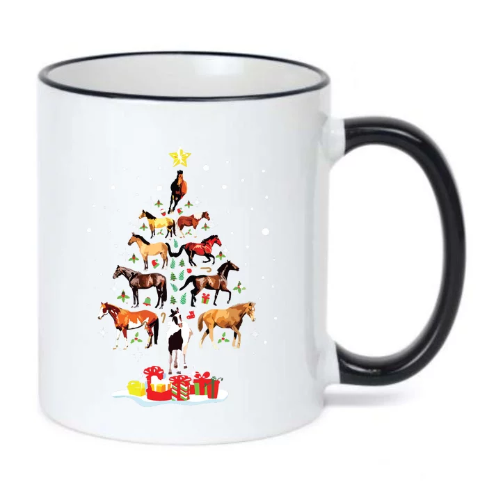 Horse Tree Christmas Horses Xmas Gifts Black Color Changing Mug