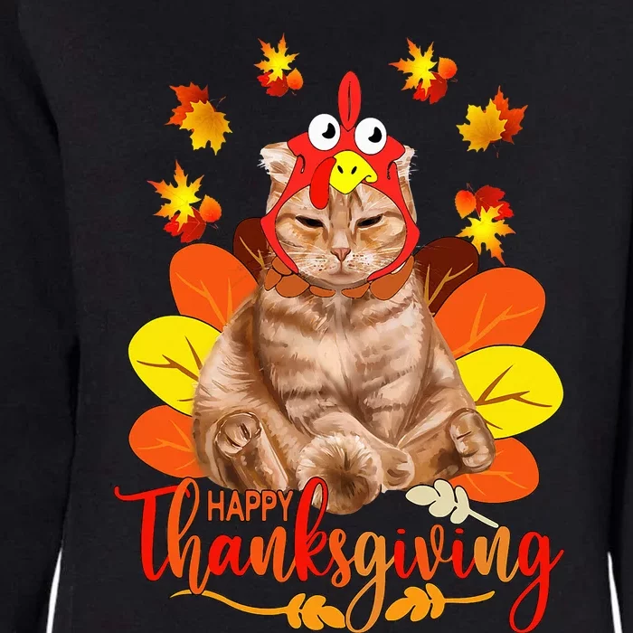 Happy Thanksgiving  Cat Turkey Christmas Day Womens California Wash Sweatshirt