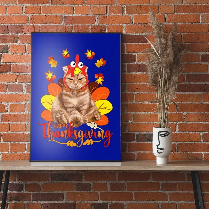 Happy Thanksgiving  Cat Turkey Christmas Day Poster