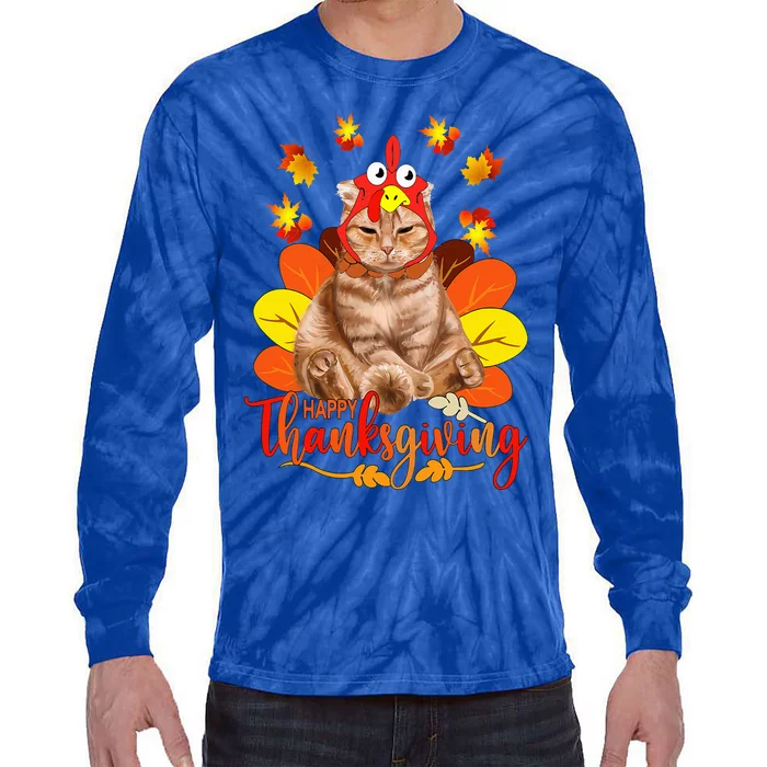 Happy Thanksgiving  Cat Turkey Christmas Day Tie-Dye Long Sleeve Shirt