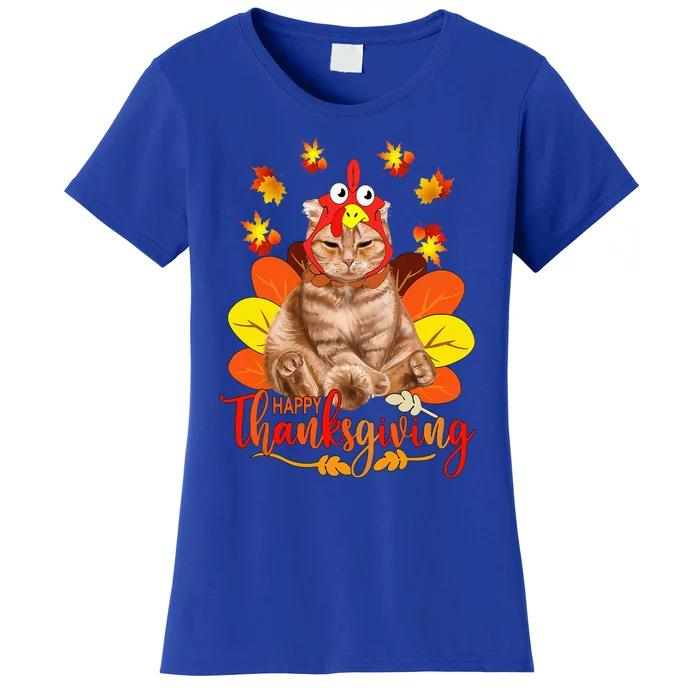 Happy Thanksgiving  Cat Turkey Christmas Day Women's T-Shirt