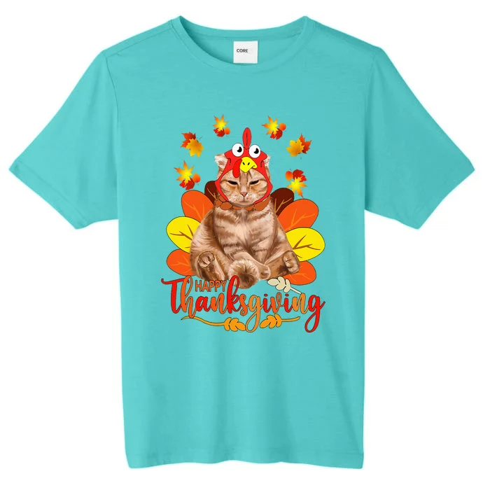 Happy Thanksgiving  Cat Turkey Christmas Day ChromaSoft Performance T-Shirt