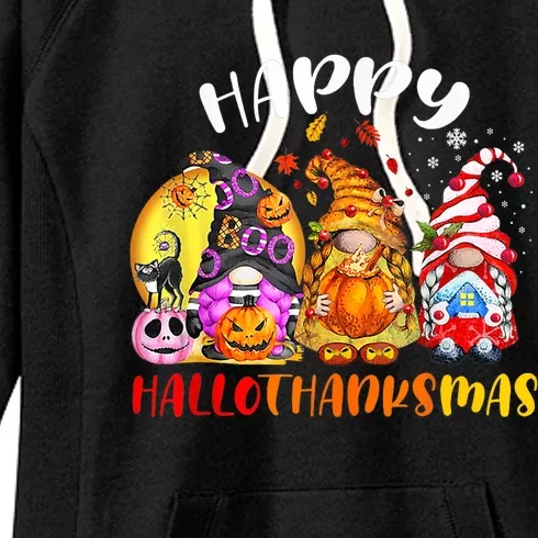 Halloween Thanksgiving Christmas Happy HalloThanksMas Gnomes Women's Fleece Hoodie