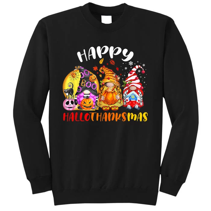 Halloween Thanksgiving Christmas Happy HalloThanksMas Gnomes Tall Sweatshirt