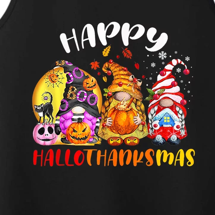 Halloween Thanksgiving Christmas Happy HalloThanksMas Gnomes Performance Tank