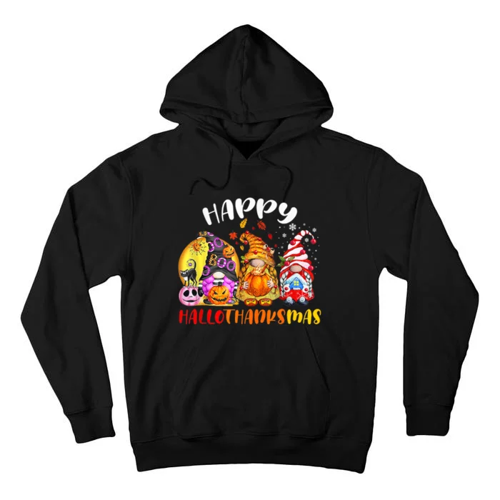 Halloween Thanksgiving Christmas Happy HalloThanksMas Gnomes Tall Hoodie