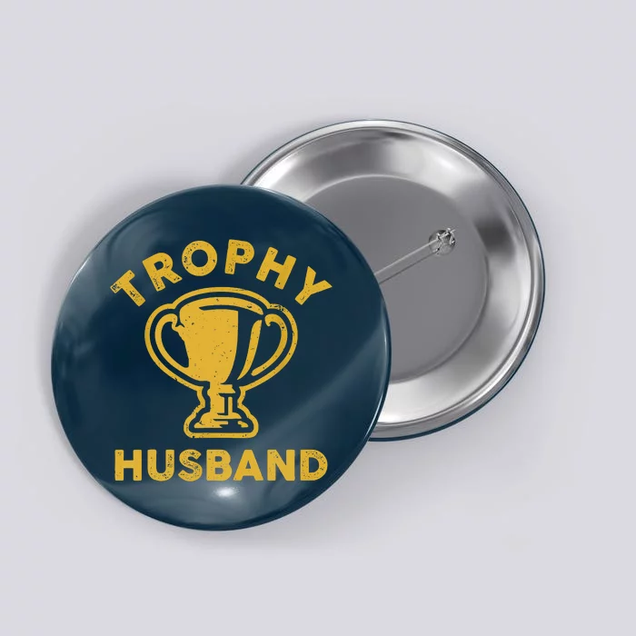 Husband Trophy Cup Vintage Retro Design Father's Day Gift Button