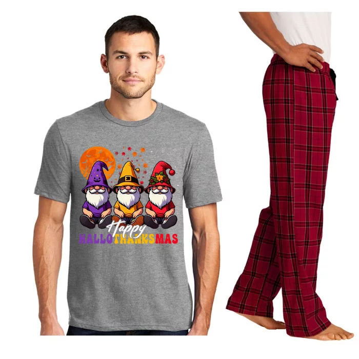 Halloween Thanksgiving Christmas Happy Hallothanksmas Gnomes Pajama Set