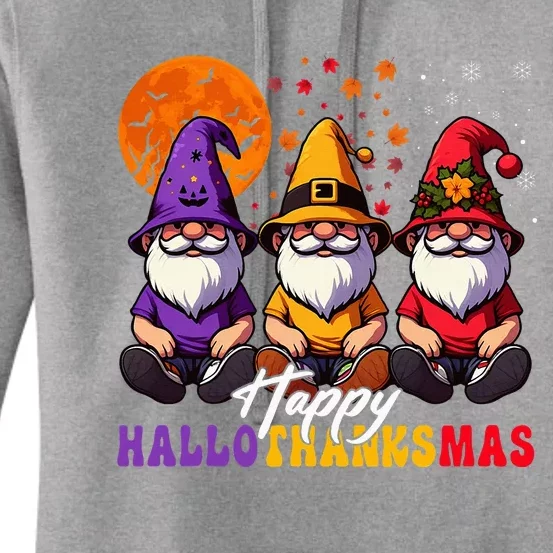 Halloween Thanksgiving Christmas Happy Hallothanksmas Gnomes Women's Pullover Hoodie