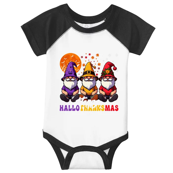 Halloween Thanksgiving Christmas Happy Hallothanksmas Gnomes Infant Baby Jersey Bodysuit