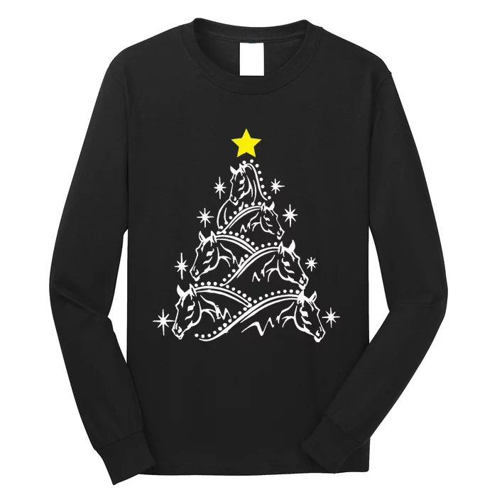 Horse Tree Christmas Horses Xmas Gifts Long Sleeve Shirt