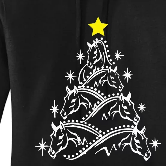 Horse Tree Christmas Horses Xmas Gifts Women's Pullover Hoodie