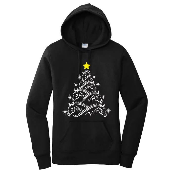 Horse Tree Christmas Horses Xmas Gifts Women's Pullover Hoodie