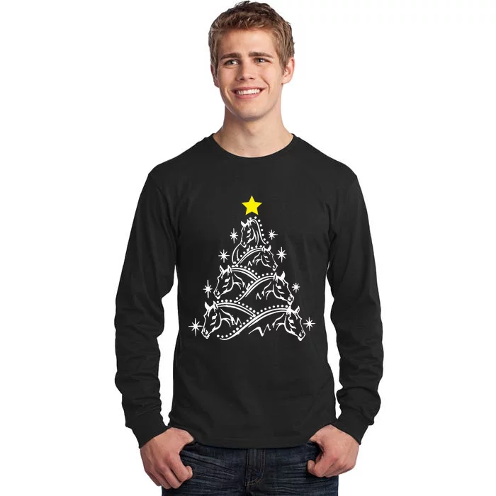 Horse Tree Christmas Horses Xmas Gifts Tall Long Sleeve T-Shirt