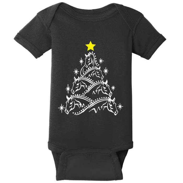 Horse Tree Christmas Horses Xmas Gifts Baby Bodysuit