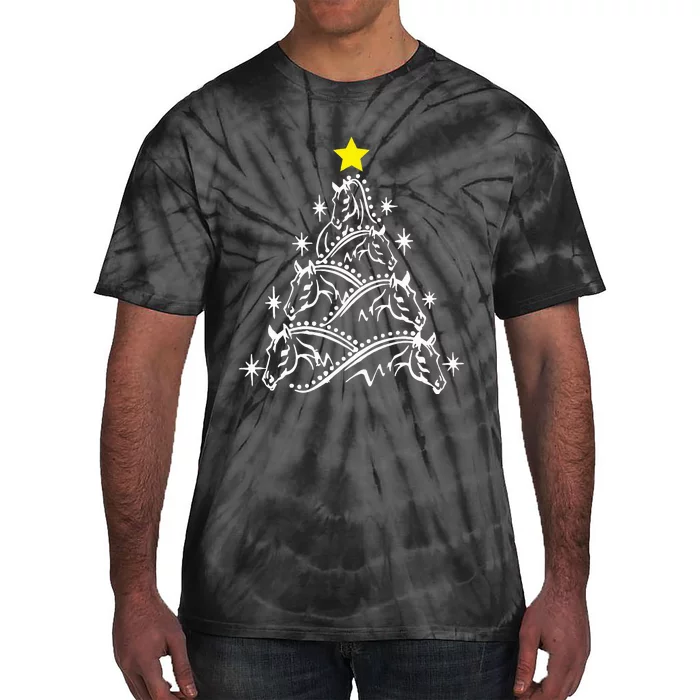 Horse Tree Christmas Horses Xmas Gifts Tie-Dye T-Shirt