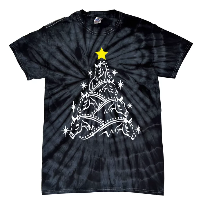 Horse Tree Christmas Horses Xmas Gifts Tie-Dye T-Shirt