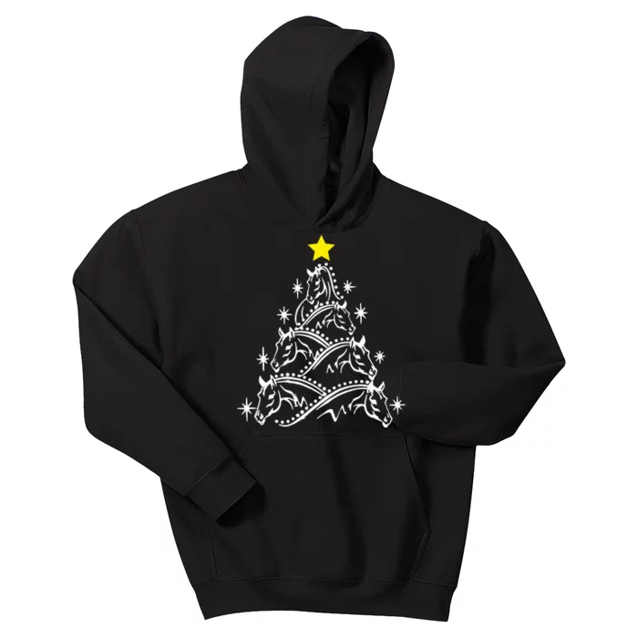 Horse Tree Christmas Horses Xmas Gifts Kids Hoodie