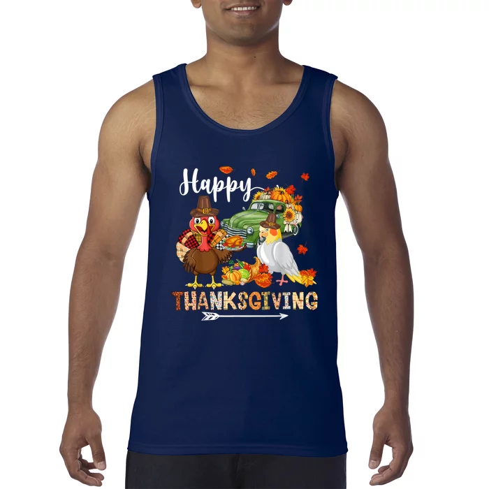 Happy Thanksgiving Cockatiel Turkey Pickup Truck Pumpkins Tank Top