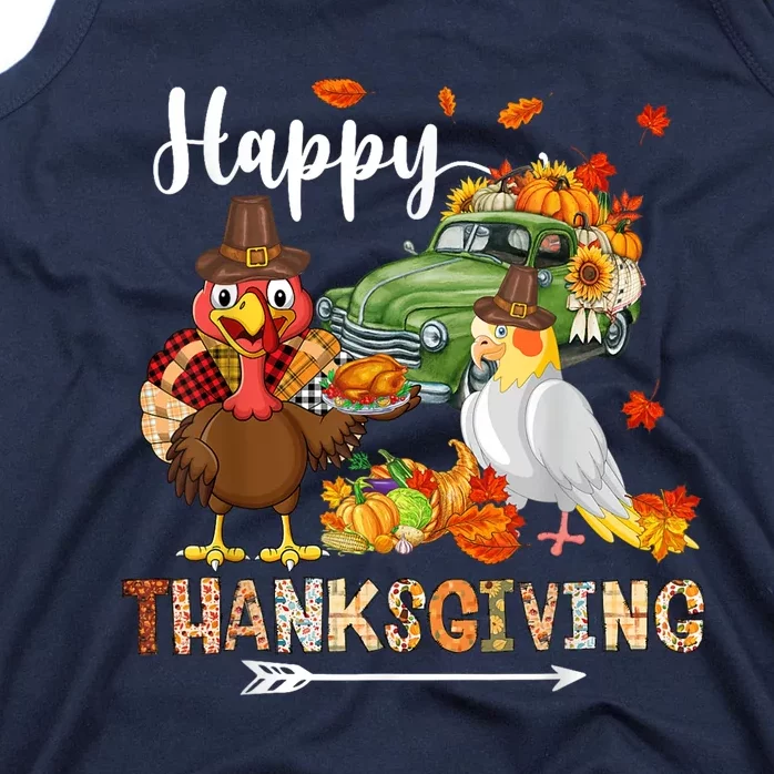 Happy Thanksgiving Cockatiel Turkey Pickup Truck Pumpkins Tank Top