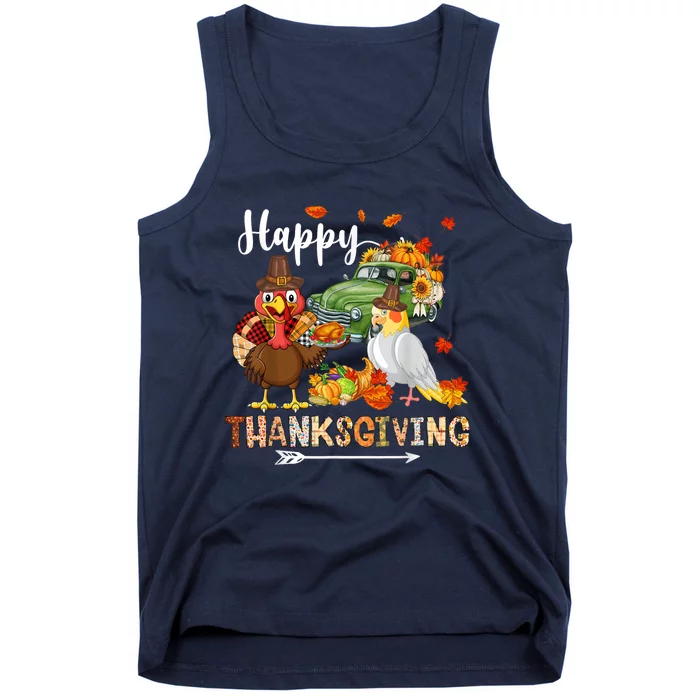 Happy Thanksgiving Cockatiel Turkey Pickup Truck Pumpkins Tank Top