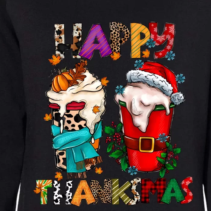 Happy Thanksmas Coffee Latte Thanksgiving Christmas Womens California Wash Sweatshirt