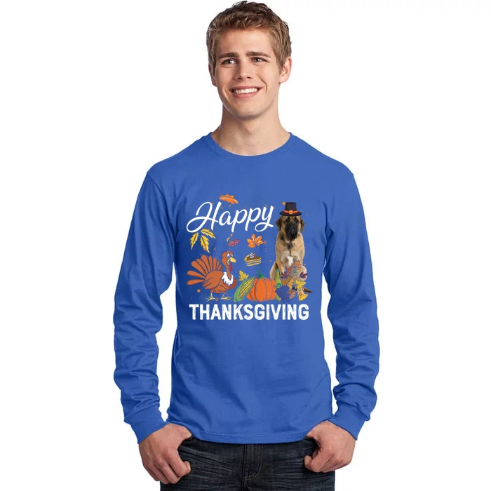 Happy Thanksgiving Cute English Mastiff Turkey Pumpkin Fall Gift Tall Long Sleeve T-Shirt