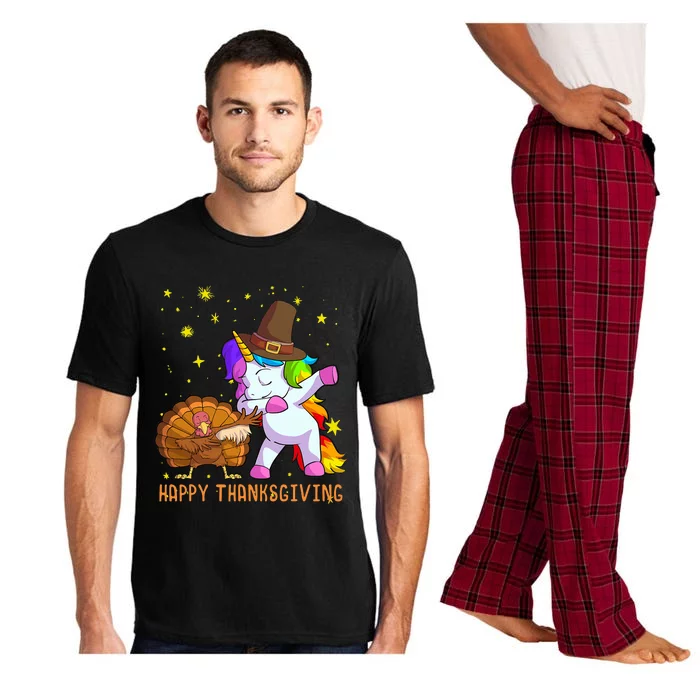 Happy Thanksgiving Cute Unicorn Turkey Dabbing Dance Pajama Set