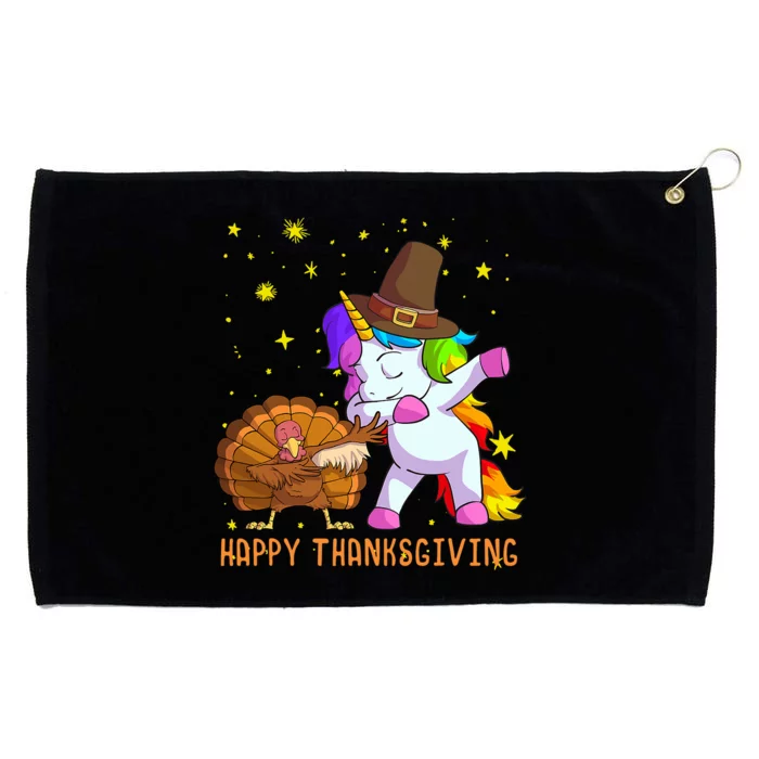 Happy Thanksgiving Cute Unicorn Turkey Dabbing Dance Grommeted Golf Towel