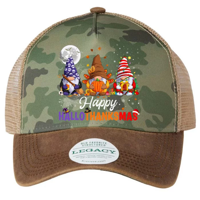 Halloween Thanksgiving Christmas Happy HalloThanksMas Gnomes Legacy Tie Dye Trucker Hat