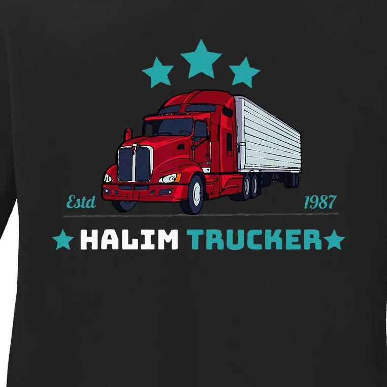 Halim Trucker Custom Design 2 Ladies Long Sleeve Shirt