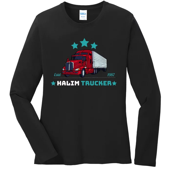 Halim Trucker Custom Design 2 Ladies Long Sleeve Shirt