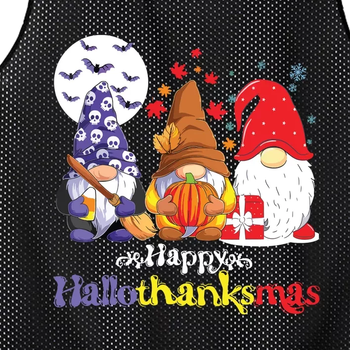 Halloween Thanksgiving Christmas Happy Hallothanksmas Gnomes Mesh Reversible Basketball Jersey Tank