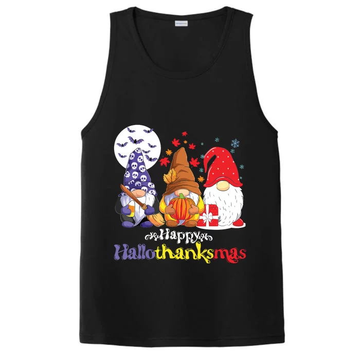 Halloween Thanksgiving Christmas Happy Hallothanksmas Gnomes Performance Tank