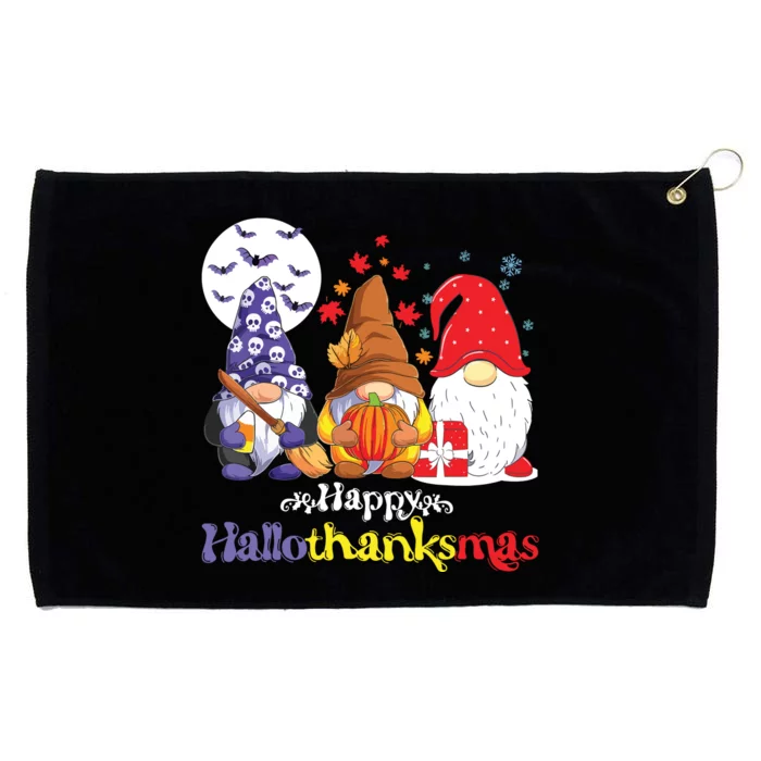 Halloween Thanksgiving Christmas Happy Hallothanksmas Gnomes Grommeted Golf Towel