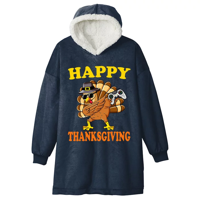 Happy Thanksgiving Dabbing Gamer Turkey Hooded Wearable Blanket