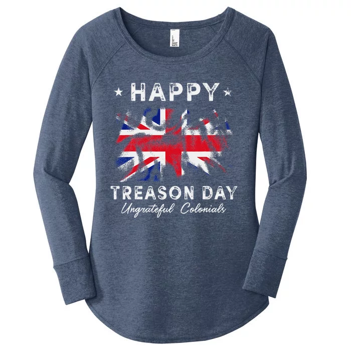 Happy Treason Day Ungrateful Colonials 4th July British Flag Women's Perfect Tri Tunic Long Sleeve Shirt