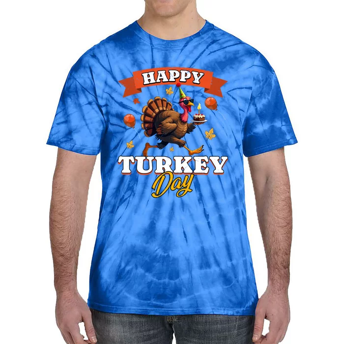 Happy Turkey Day Thanksgiving Birthday Party Distressed Great Gift Tie-Dye T-Shirt