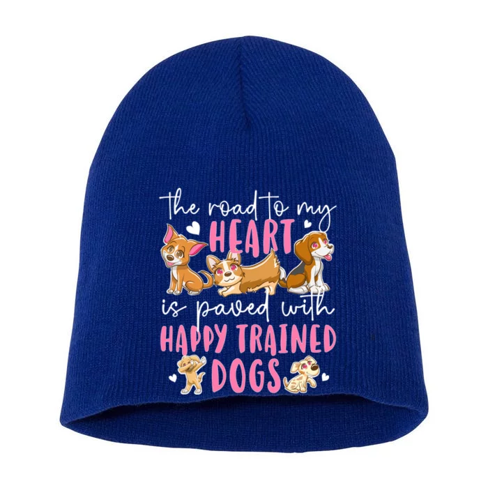 Happy Trained Dog Trainer Dog Training Gift Short Acrylic Beanie