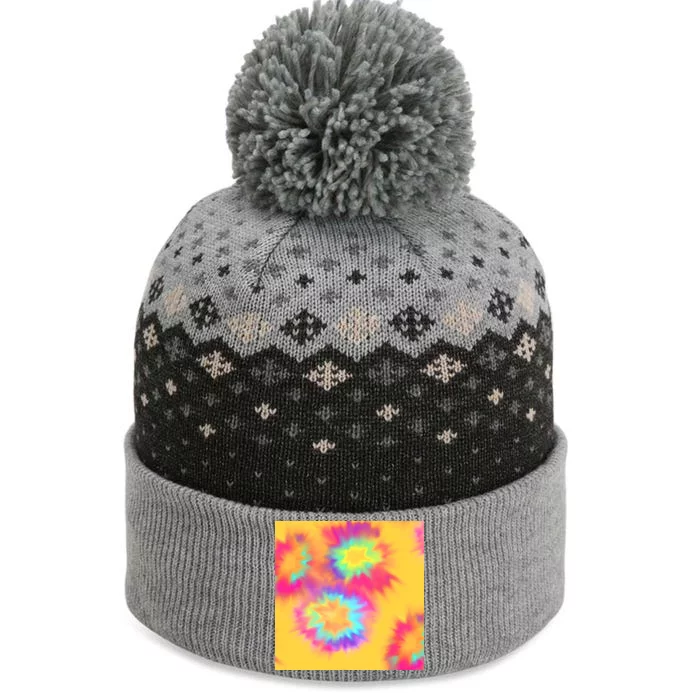 Hippie Tye Dye Neon Pattern The Baniff Cuffed Pom Beanie