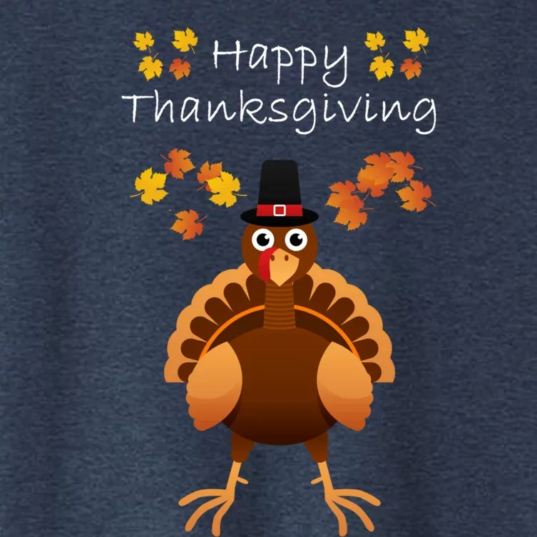 Happy Thanksgiving Day Funny Cute Pilgrim Turkey Women's Crop Top Tee