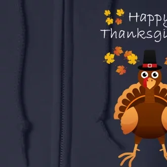 Happy Thanksgiving Day Funny Cute Pilgrim Turkey Full Zip Hoodie