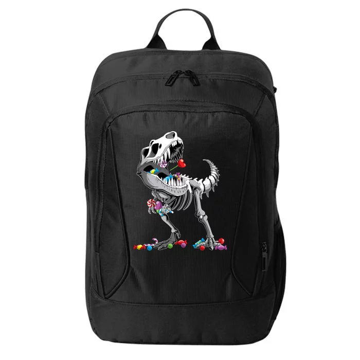 Halloween TRex Dinosaur Skeleton And Candies Cute Gift City Backpack