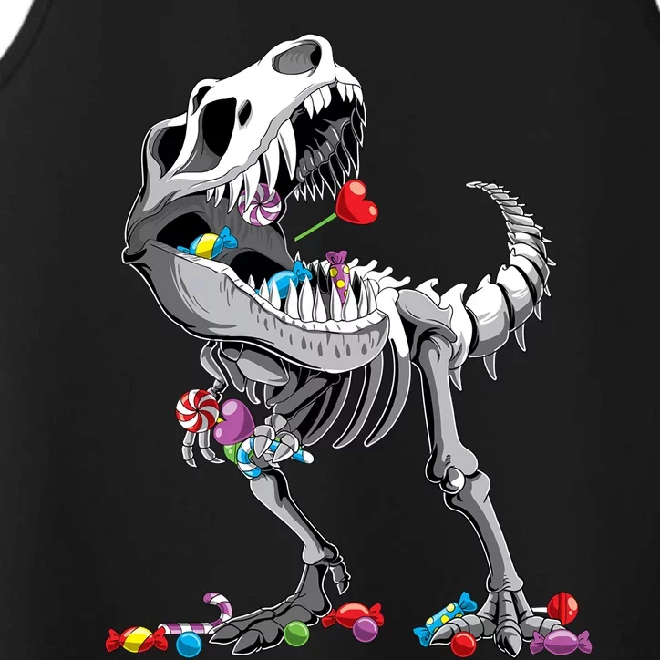 Halloween TRex Dinosaur Skeleton And Candies Cute Gift Performance Tank