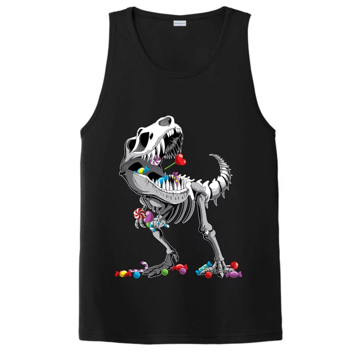 Halloween TRex Dinosaur Skeleton And Candies Cute Gift Performance Tank