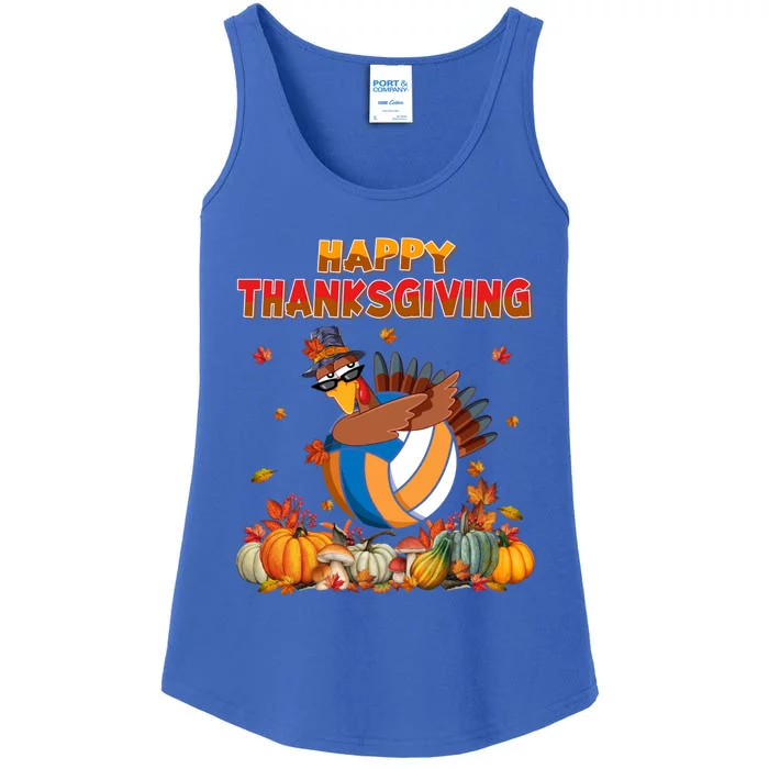 Happy Thanksgiving Dabbing Turkey Volleyball Ball Gift Ladies Essential Tank