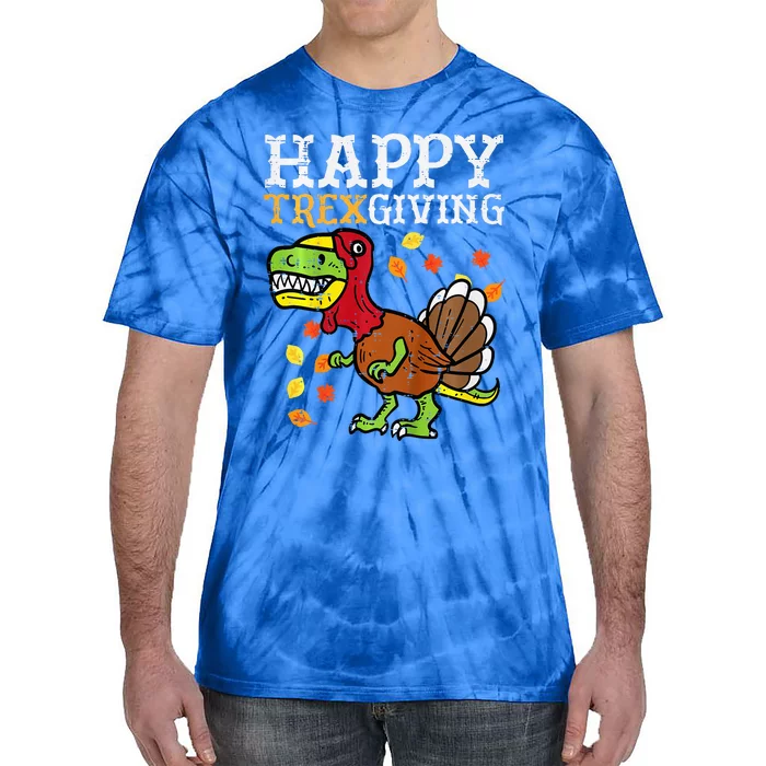 Happy Trexgiving Dino Turkey Thanksgiving Tie-Dye T-Shirt