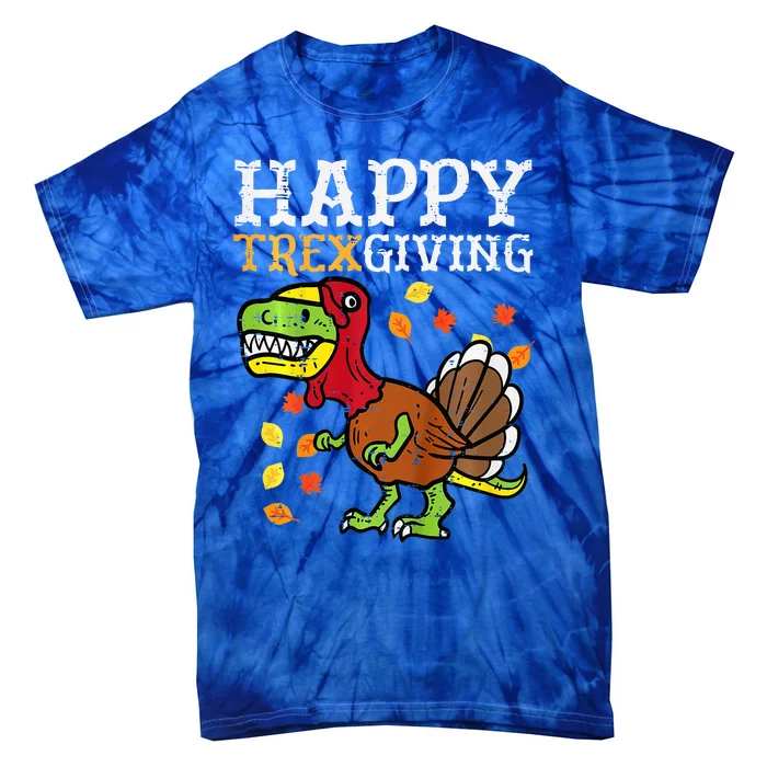 Happy Trexgiving Dino Turkey Thanksgiving Tie-Dye T-Shirt